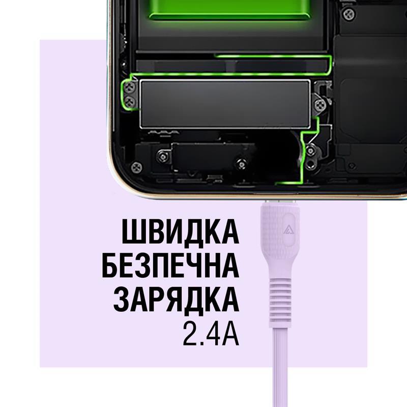 Кабель ACCLAB AL-CBCOLOR-M1PP USB-microUSB 1.2м Purple (1283126518126) відгуки - зображення 5