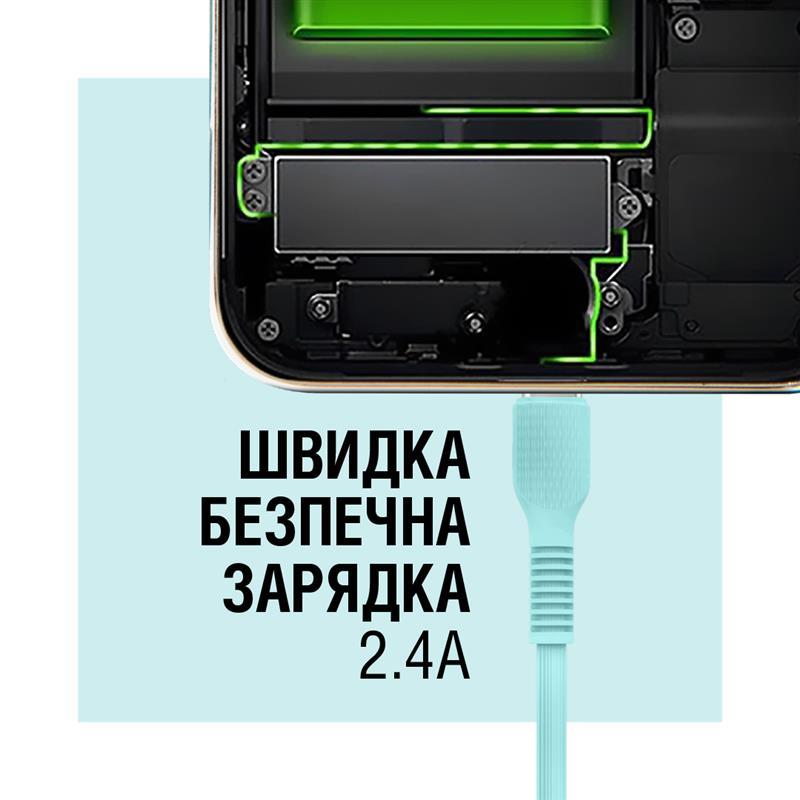 Кабель ACCLAB AL-CBCOLOR-T1MT USB-USB Type-C 1.2м Mint (1283126518256) відгуки - зображення 5