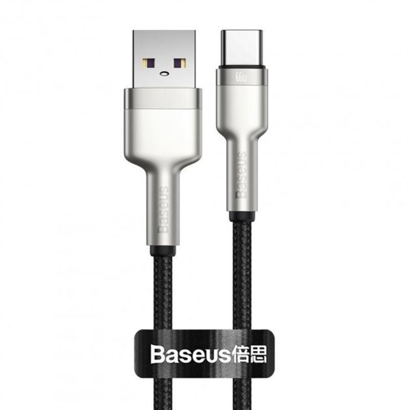 Ціна кабель Baseus Cafule Metal 66W USB-USB-C, 0.25м, Black (CAKF000001) в Чернівцях