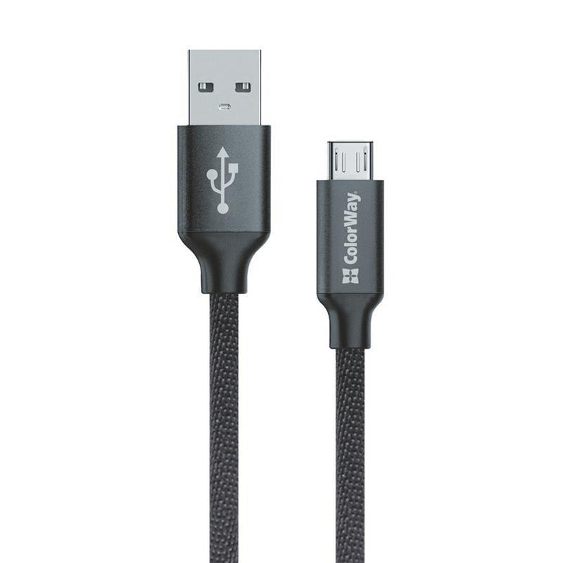 Кабель ColorWay USB-MicroUSB, 1м Black (CW-CBUM002-BK) в інтернет-магазині, головне фото
