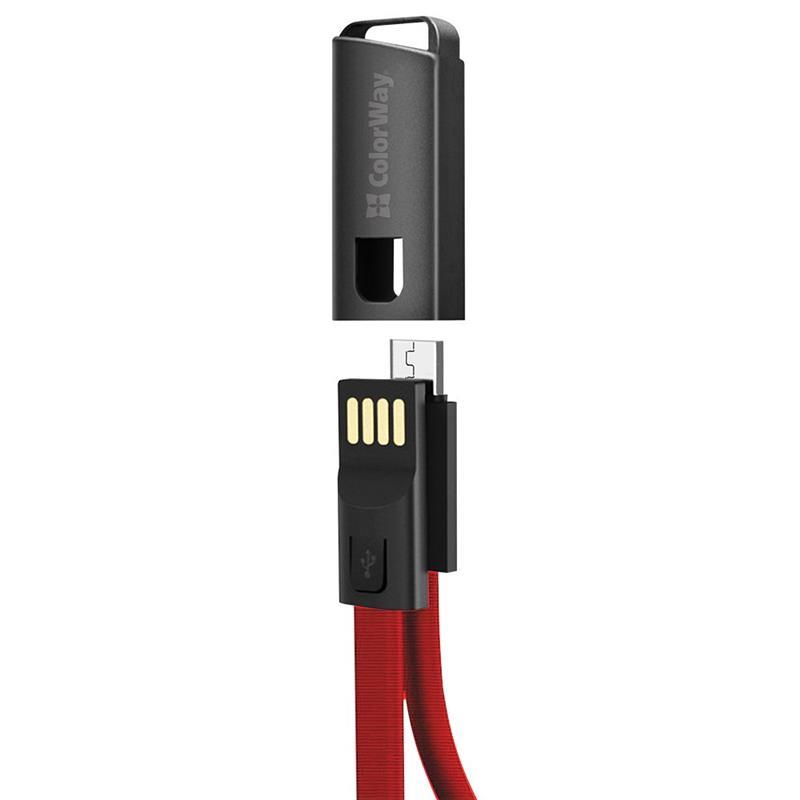 Кабель ColorWay USB-microUSB, 2.4А, 0.22м, Red (CW-CBUM022-RD) ціна 90 грн - фотографія 2