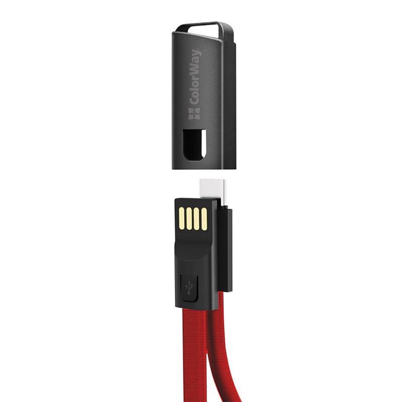 в продажу Кабель ColorWay USB-USB Type-C, 2.4А, 0.22м, Red (CW-CBUC023-RD) - фото 3