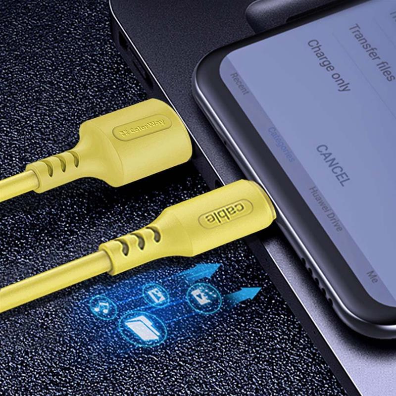 Кабель ColorWay USB-Lightning, soft silicone, 2.4А, 1м, Yellow (CW-CBUL043-Y) инструкция - изображение 6