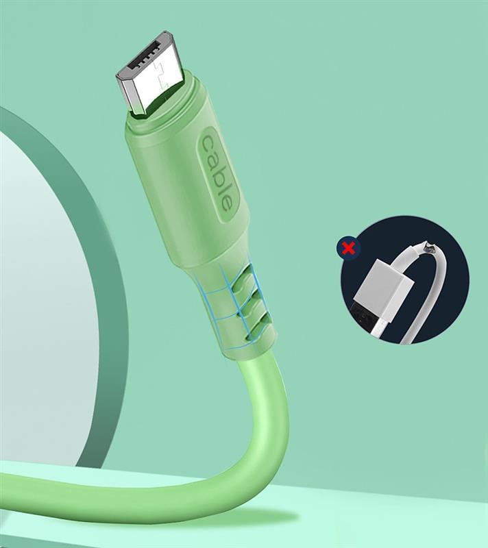Кабель ColorWay USB-microUSB, soft silicone, 2.4А, 1м, Green (CW-CBUM042-GR) ціна 129 грн - фотографія 2