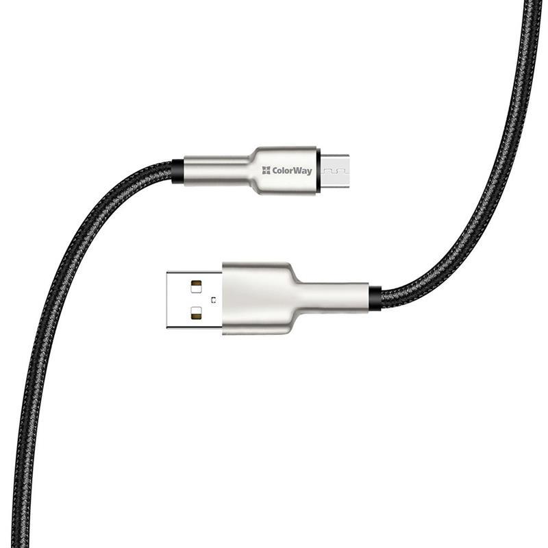 продаємо ColorWay USB-microUSB, head metal, 2.4А, 1м, Black (CW-CBUM046-BK) в Україні - фото 4