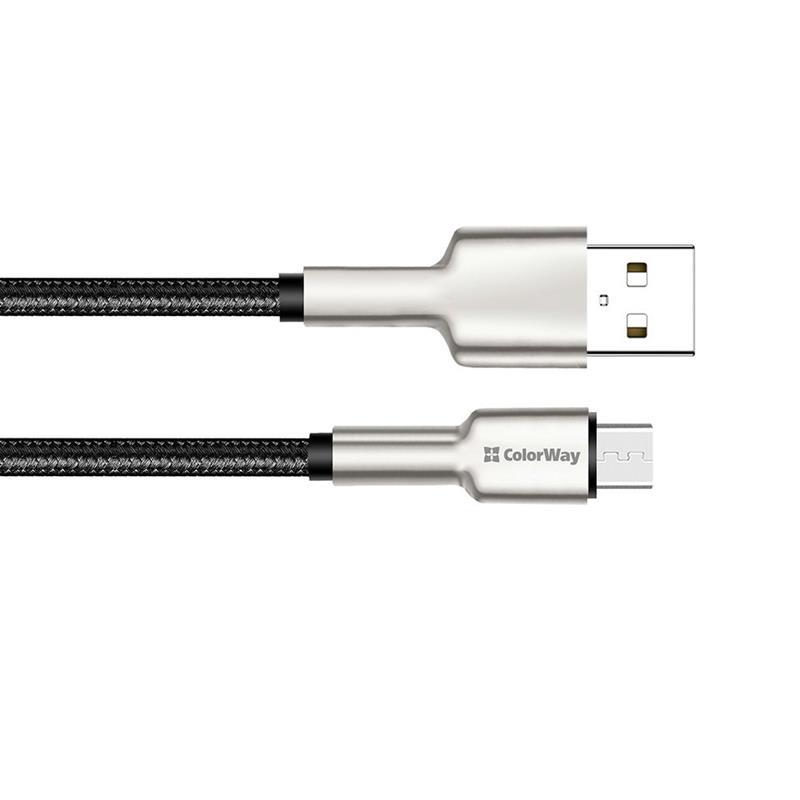 Кабель ColorWay USB-microUSB, head metal, 2.4А, 1м, Black (CW-CBUM046-BK) відгуки - зображення 5