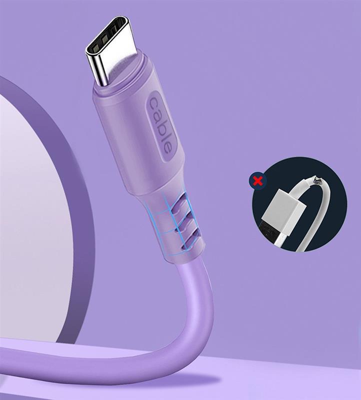 Кабель ColorWay USB-USB Type-C, soft silicone, 2.4А, 1м, Purple (CW-CBUC044-PU) ціна 142 грн - фотографія 2