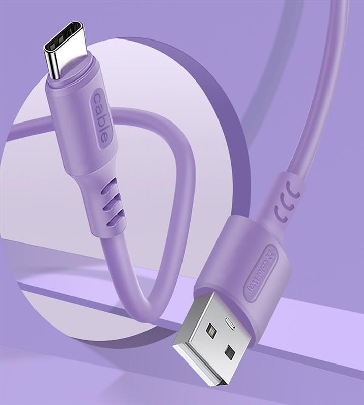 в продажу Кабель ColorWay USB-USB Type-C, soft silicone, 2.4А, 1м, Purple (CW-CBUC044-PU) - фото 3