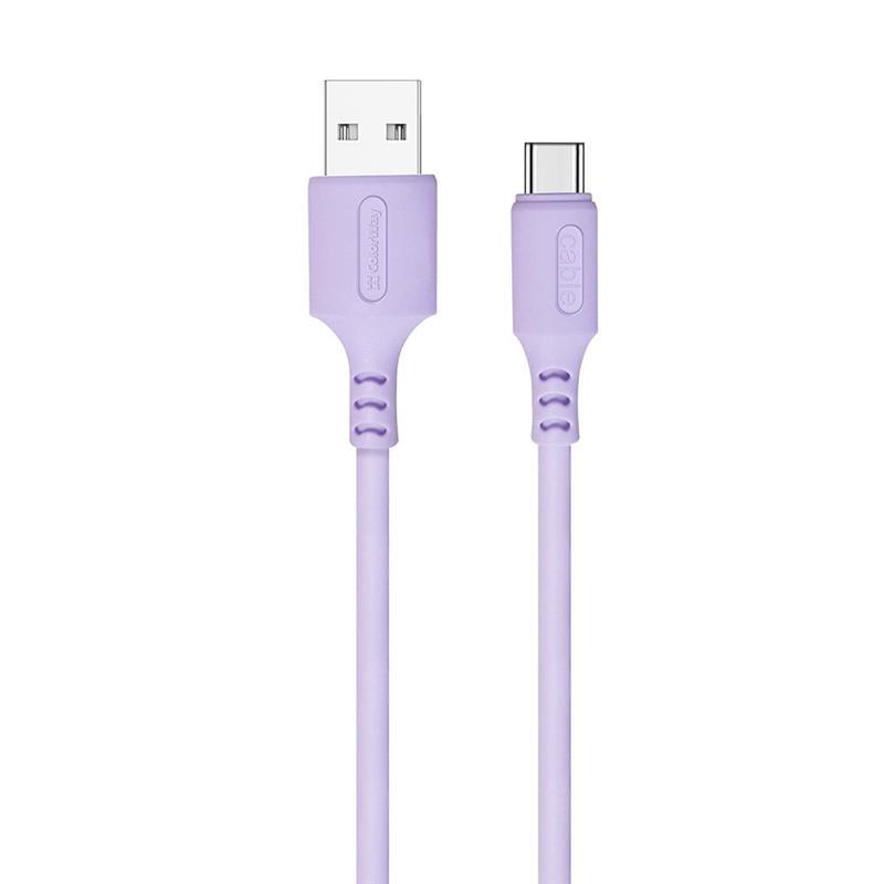 ColorWay USB-USB Type-C, soft silicone, 2.4А, 1м, Purple (CW-CBUC044-PU)