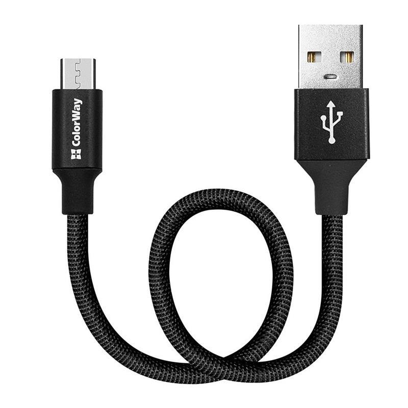 в продажу Кабель ColorWay USB-microUSB 2.4А, 0.25м, Black (CW-CBUM048-BK) - фото 3