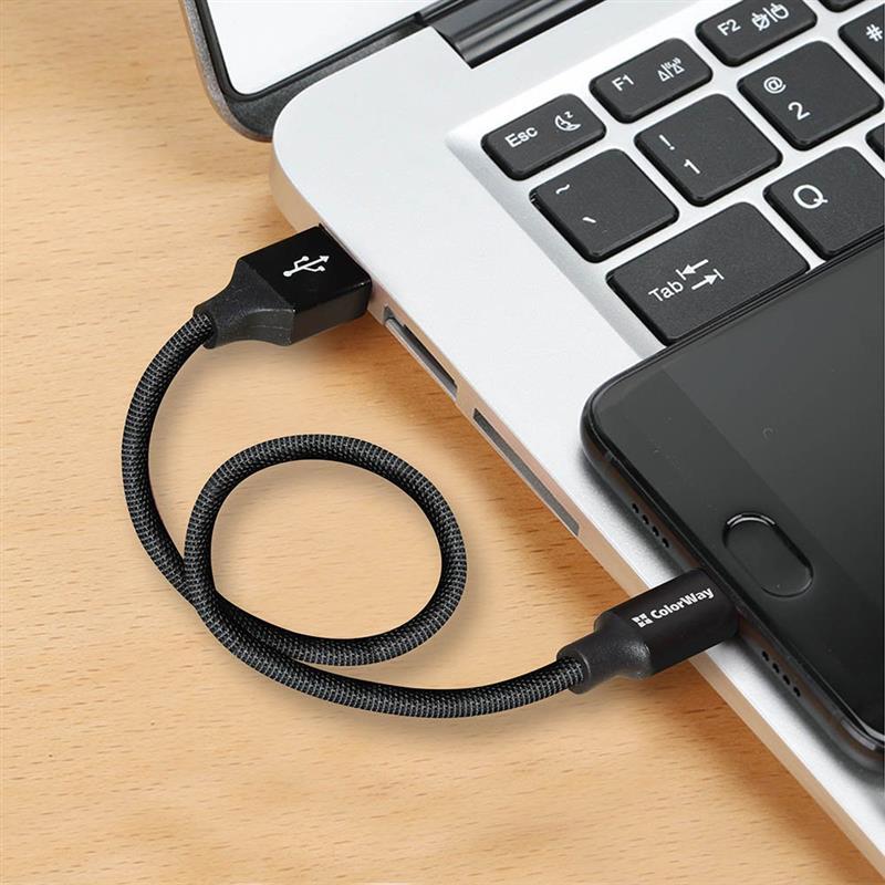 Кабель ColorWay USB-microUSB 2.4А, 0.25м, Black (CW-CBUM048-BK) інструкція - зображення 6