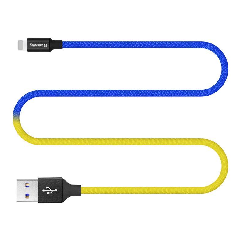 в продаже Кабель ColorWay USB-Lightning, 2.4А, 1м, Blue/Yellow (CW-CBUL052-BLY) - фото 3