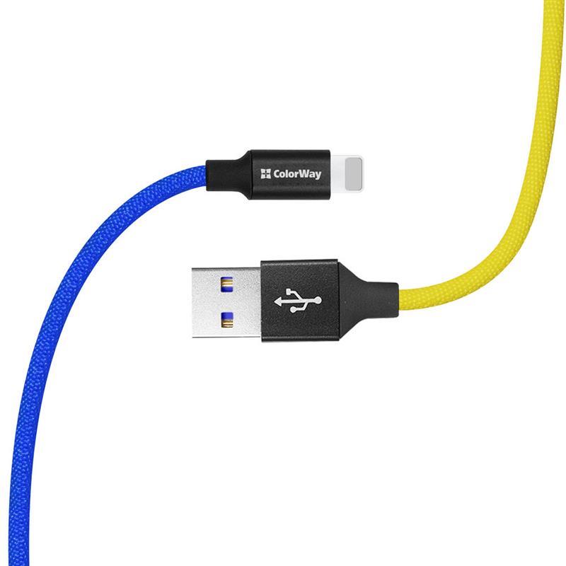 продаём ColorWay USB-Lightning, 2.4А, 1м, Blue/Yellow (CW-CBUL052-BLY) в Украине - фото 4