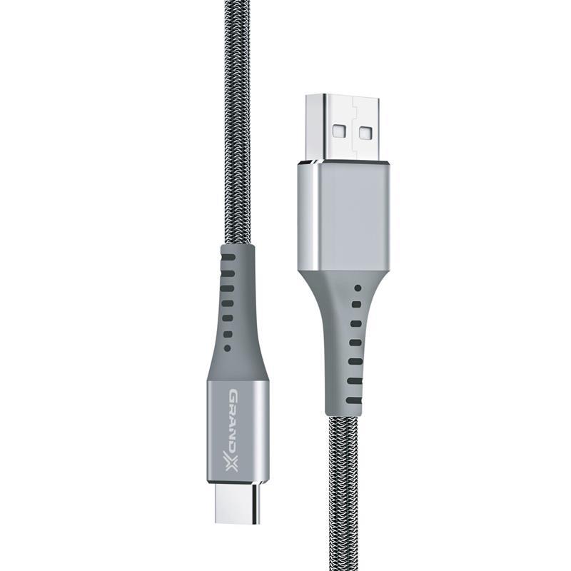 Кабель Grand-X USB-USB Type-C, 3A, 1.2м, Fast Сharge, Grey (FC-12G) в интернет-магазине, главное фото