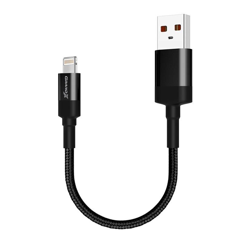 Характеристики кабель Grand-X USB-Lightning, Cu, 0.2м, Power Bank, Black (FM-20L)
