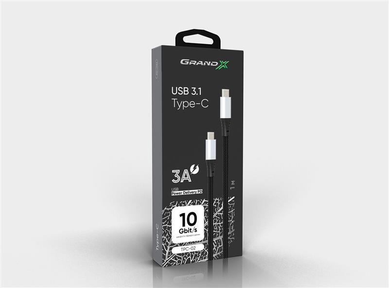 в продаже Кабель Grand-X USB Type-C - USB Type-C, Power Delivery, 65W, 1м, Black (TPC-02) - фото 3