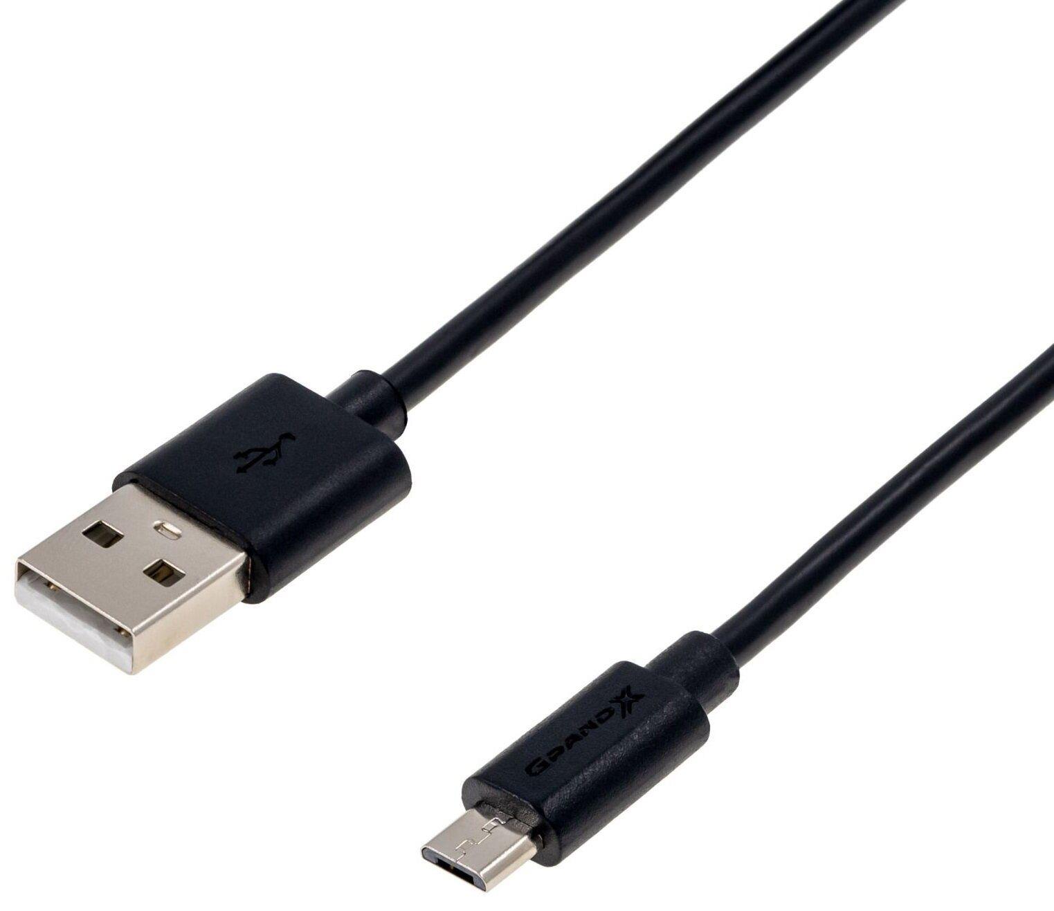 Grand-X USB-microUSB, Cu, 2.5м Black (PM025B) box
