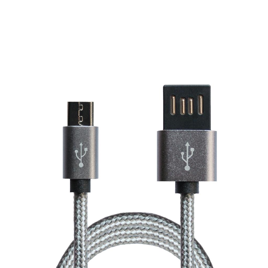 Кабель Grand-X USB-microUSB 1м, Grey/Black (FM02) ціна 130 грн - фотографія 2