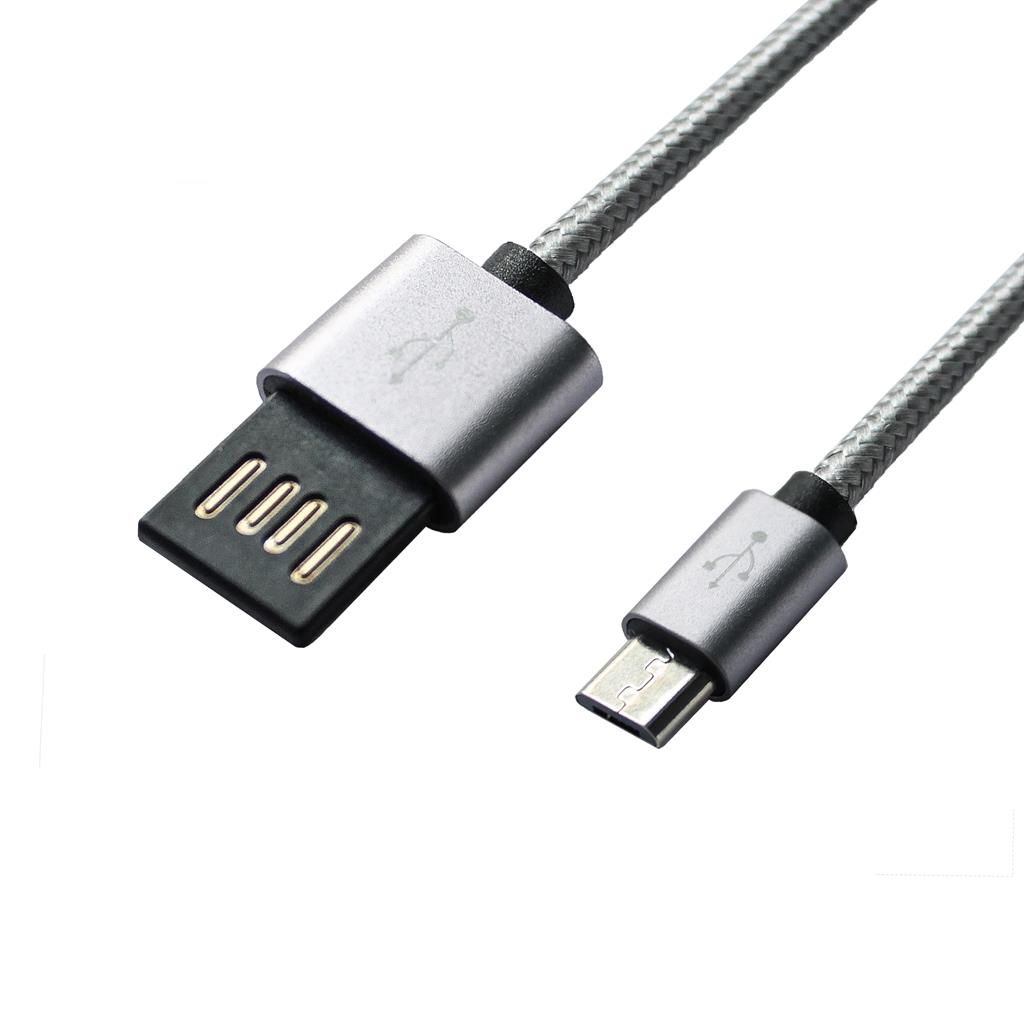 Кабель Grand-X USB-microUSB 1м, Grey/Black (FM02) в інтернет-магазині, головне фото