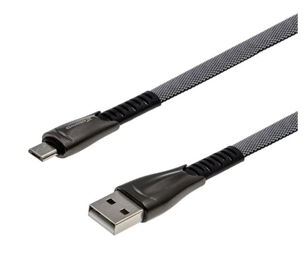 Grand-X USB - microUSB, 2A, 1м, Black (FM09)