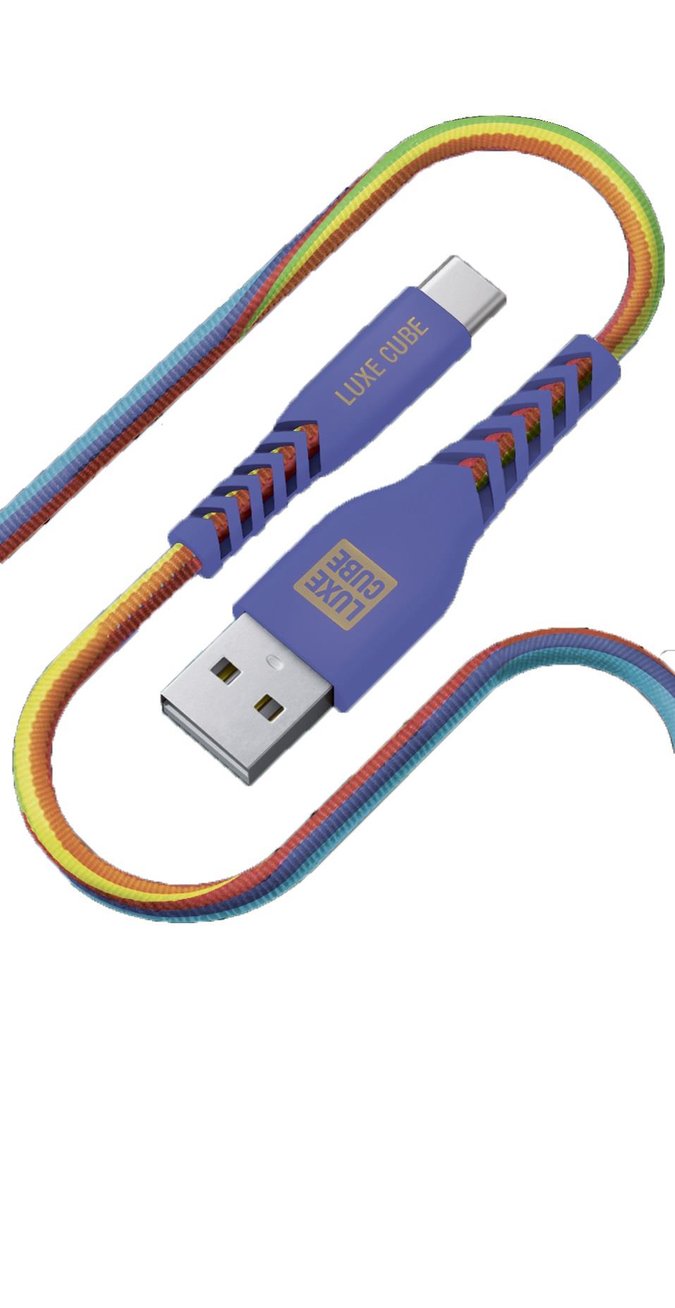 Кабель Luxe Cube Kevlar USB-USB Type-C, 1.2м, Rainbow (9886668686279) в интернет-магазине, главное фото