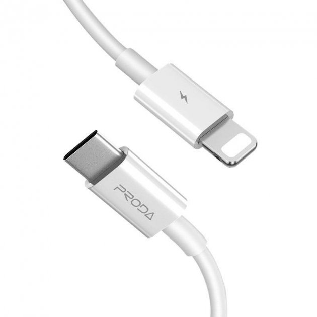 Кабель Proda PD-B27i USB-C-Lightning, 1м, White (6971278728542) в интернет-магазине, главное фото