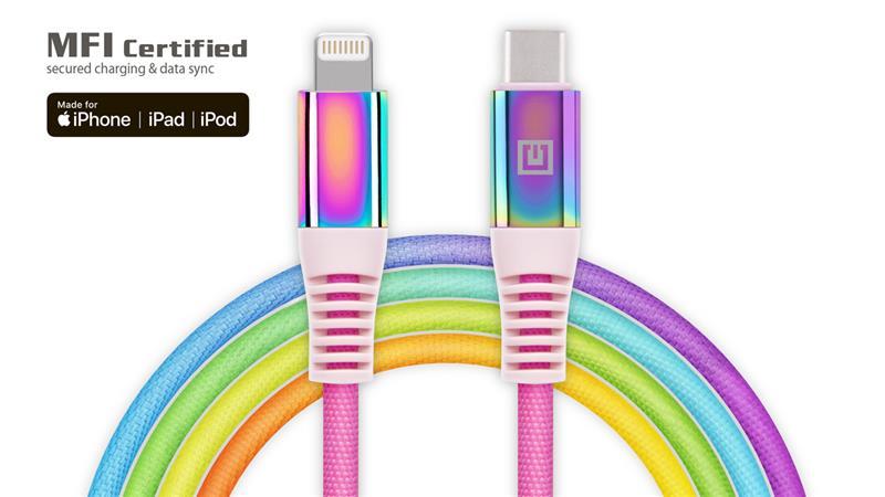 Кабель Real-El Rainbow USB-C-Lightning, 1м (4743304104710)