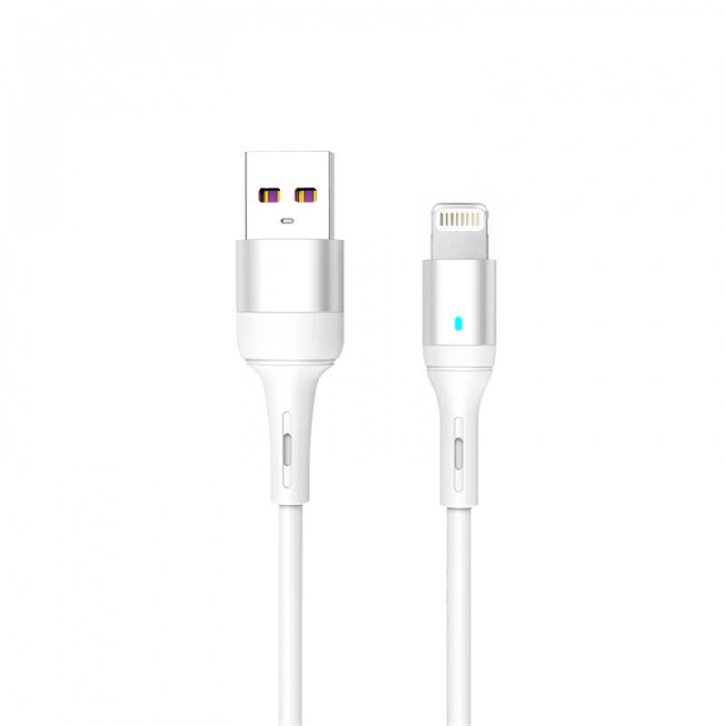 Кабель SkyDolphin S06L LED Smart Power USB - Lightning 1м, White (USB-000555) в інтернет-магазині, головне фото