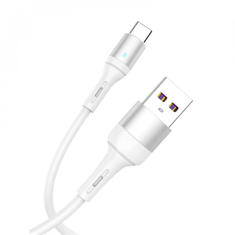 Кабель SkyDolphin S06T LED Smart Power USB - Type-C 1м, White (USB-000556) цена 363 грн - фотография 2