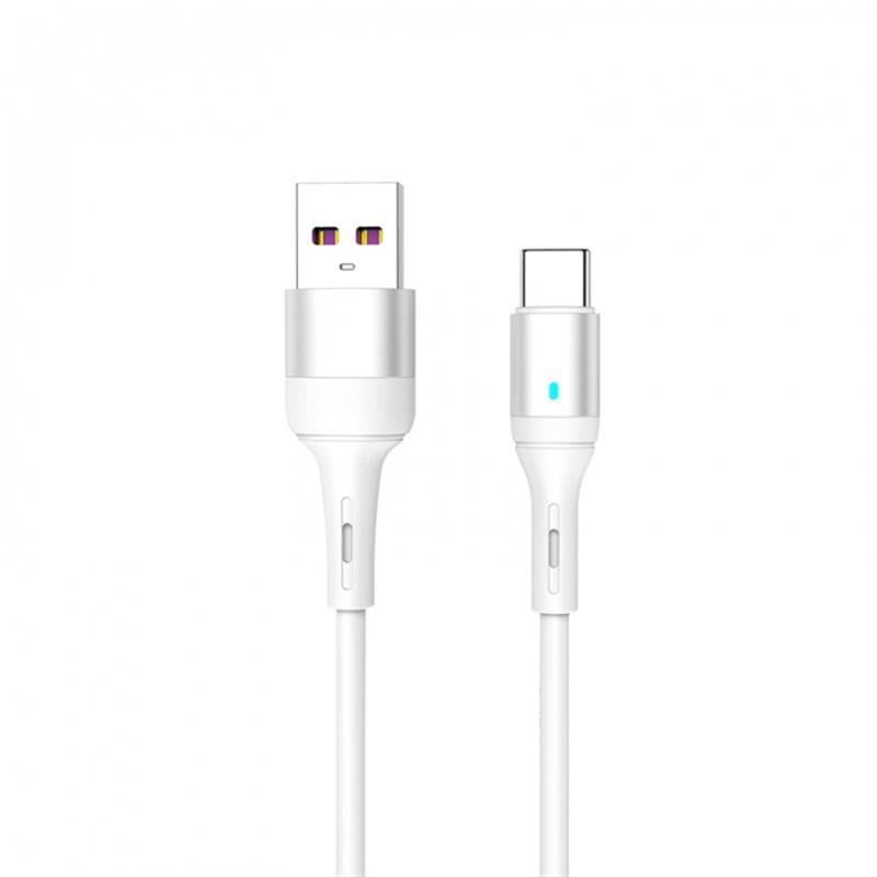 Кабель SkyDolphin S06T LED Smart Power USB - Type-C 1м, White (USB-000556) в интернет-магазине, главное фото