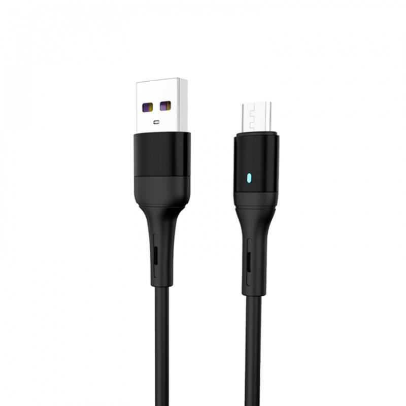 Кабель SkyDolphin S06V LED Smart Power USB - microUSB 1м, Black (USB-000559) в інтернет-магазині, головне фото