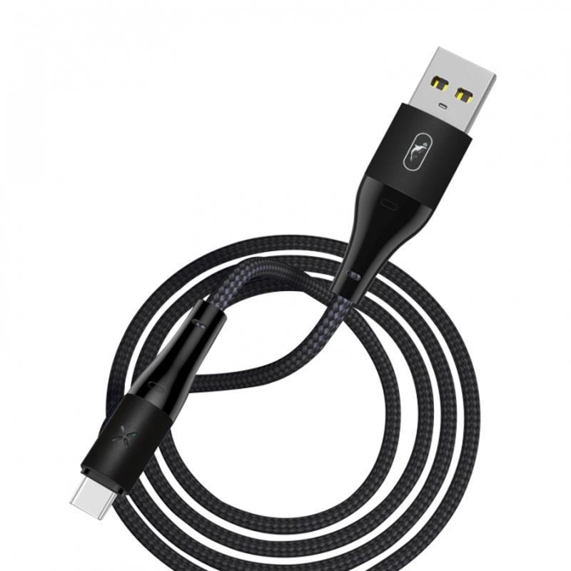 Кабель SkyDolphin S49T LED Aluminium Alloy USB - Type-C 1м, Black (USB-000569) в интернет-магазине, главное фото