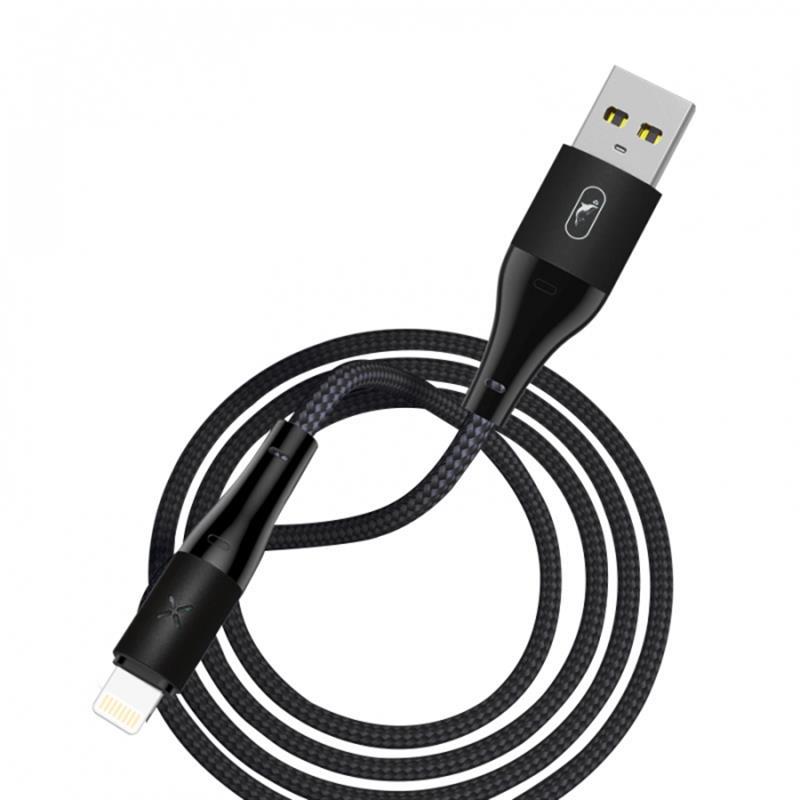 Кабель SkyDolphin S49L LED Aluminium Alloy USB - Lightning 1м, Black (USB-000567) в интернет-магазине, главное фото