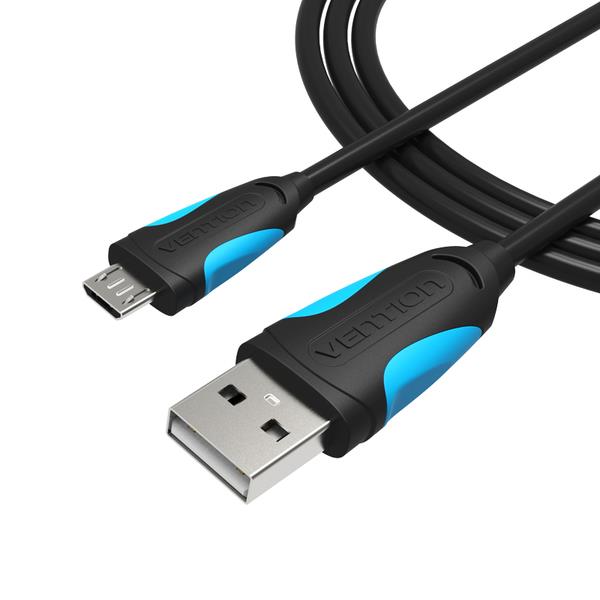 Кабель Vention USB-A 2.0 - microUSB B, 2 m, Black (VAS-A04-B200-N) ціна 115 грн - фотографія 2