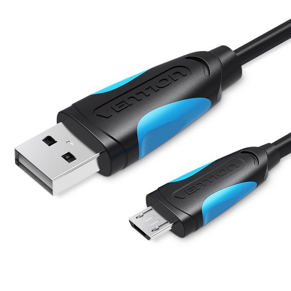 Кабель Vention USB-A 2.0 - microUSB B, 2 m, Black (VAS-A04-B200-N) в інтернет-магазині, головне фото