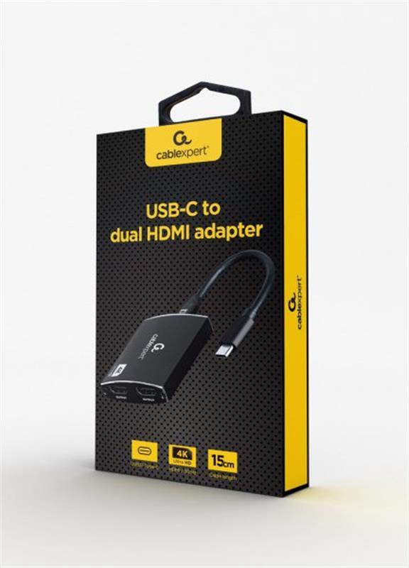 Адаптер Cablexpert USB-C - 2HDMI/PD/Аудіо 3,5 (A-CM-HDMIF2-01) цена 2208.70 грн - фотография 2