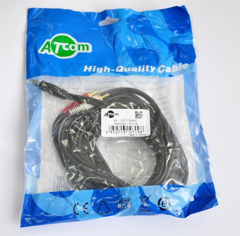 Аудіо-кабель Atcom mini-jack 3.5мм(M)-2xRCA(M) 5м (10709) ціна 134 грн - фотографія 2