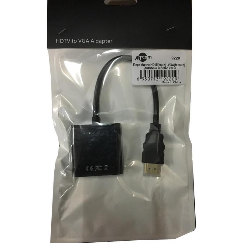 Адаптер Atcom HDMI - VGA, 0.1м, Black (9220) ціна 318.14 грн - фотографія 2