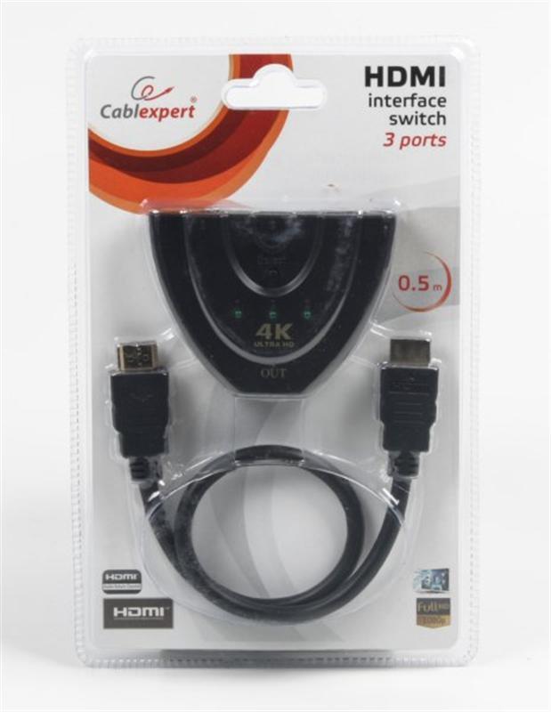 Кабель Cablexpert HDMI-3хHDMI M/F v.1.4, 0.5м (DSW-HDMI-35) цена 475 грн - фотография 2