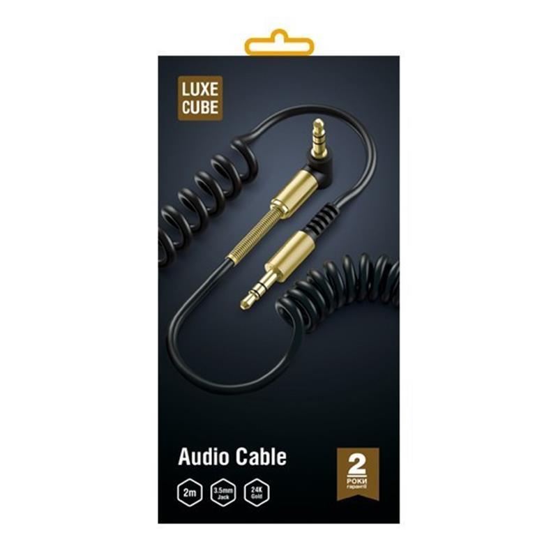 Аудіо-кабель Luxe Cube AUX Spring 2м, витий, Black (8886699944687) ціна 258.70 грн - фотографія 2