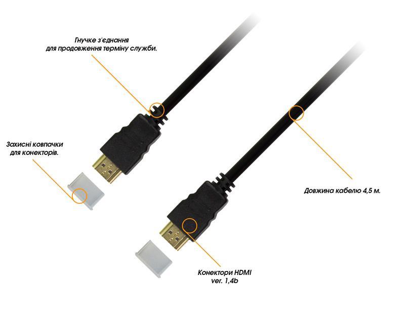 Кабель Piko HDMI-HDMI v1.4, 4.5м, Black (1283126474026) цена 454 грн - фотография 2