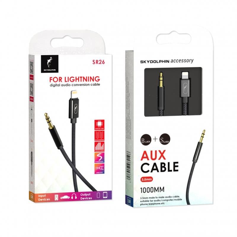 Аудио-кабель SkyDolphin SR26 Lightning-3.5 мм, 1 м, Black (AUX-000069) цена 324 грн - фотография 2