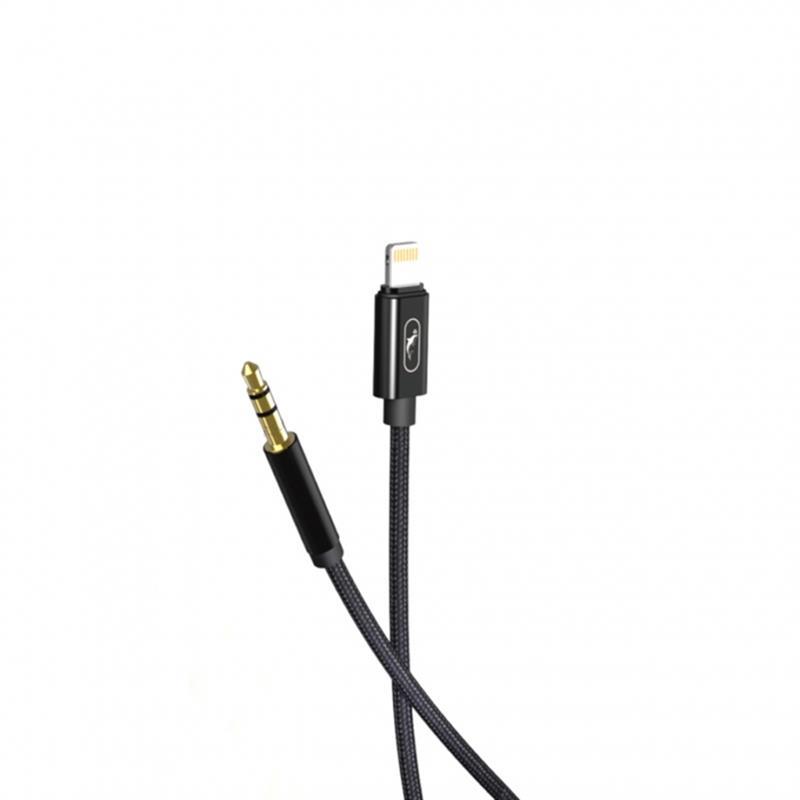 Аудіо-кабель SkyDolphin SR26 Lightning-3.5 мм, 1 м, Black (AUX-000069) в інтернет-магазині, головне фото
