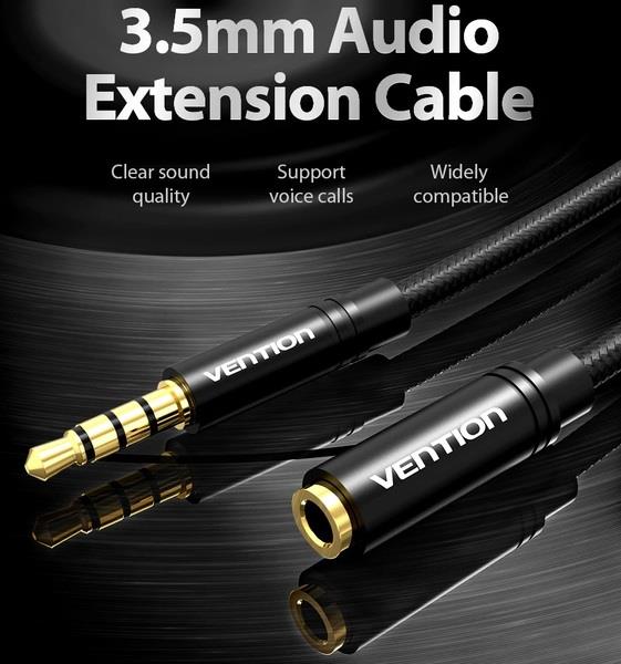 Кабель Vention Audio 3.5 mm M - 3.5 mm F, 0.5 m, Black (VAB-B06-B050-M) відгуки - зображення 5