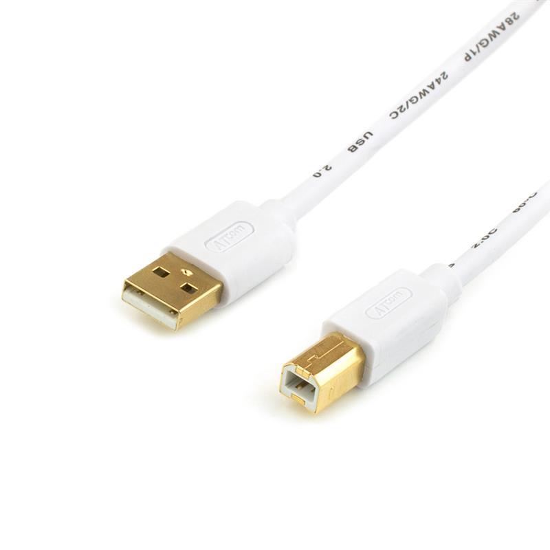 Кабель Atcom USB 2.0 AM/BM, 0.8м, White (14370 )