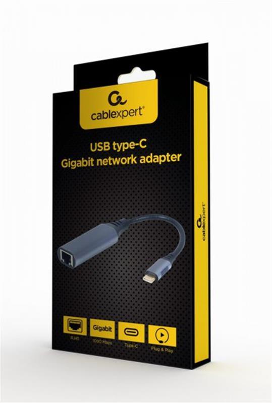 Адаптер Cablexpert USB Type-C-RJ-45, 0.15м, Black (A-USB3C-LAN-01) ціна 714 грн - фотографія 2