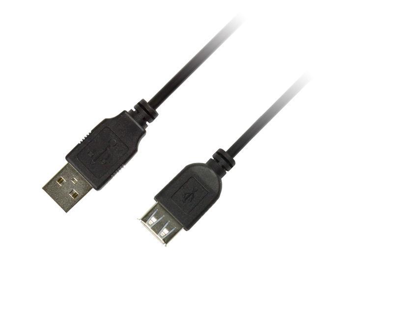 Кабель Piko USB 2.0 AM-AF, 3м, Black (1283126474118 )