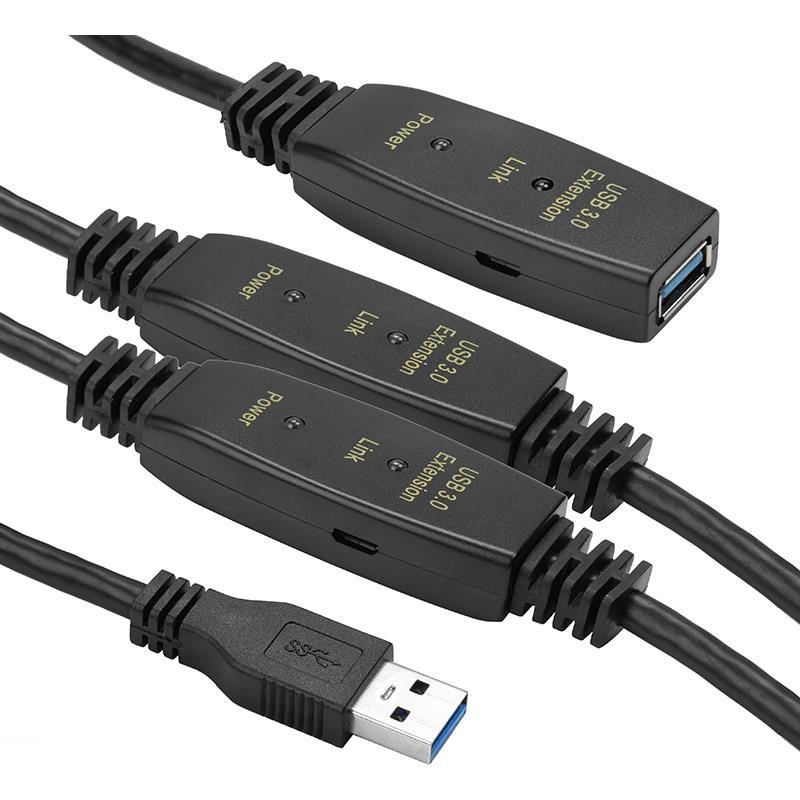 PowerPlant USB 3.0 AM-AF, 20 м Black (CA912865)
