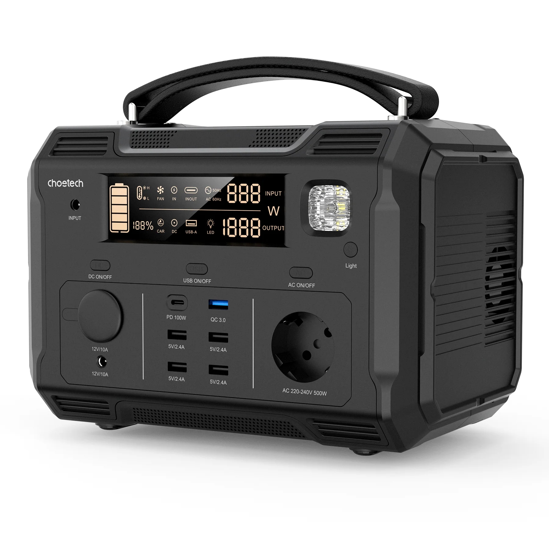 Портативна зарядна станція Choetech Portable Power Station 500W (BS004) ціна 12999.00 грн - фотографія 2