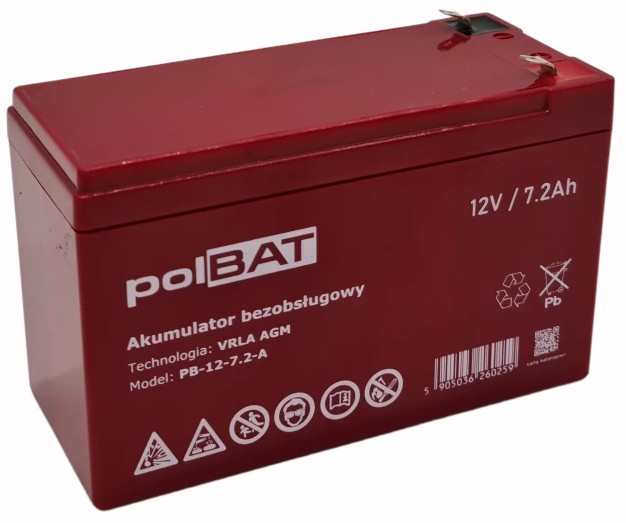 Акумулятор PolBAT 12V 7.2AH (PB-12-7.2-A) ціна 499 грн - фотографія 2
